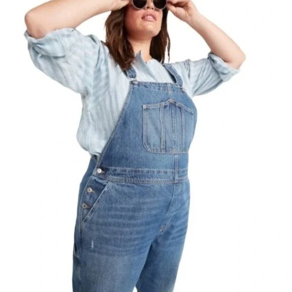 NEW Old Navy Slouchy Straight Jean Overalls 28 - Picture 4 of 15